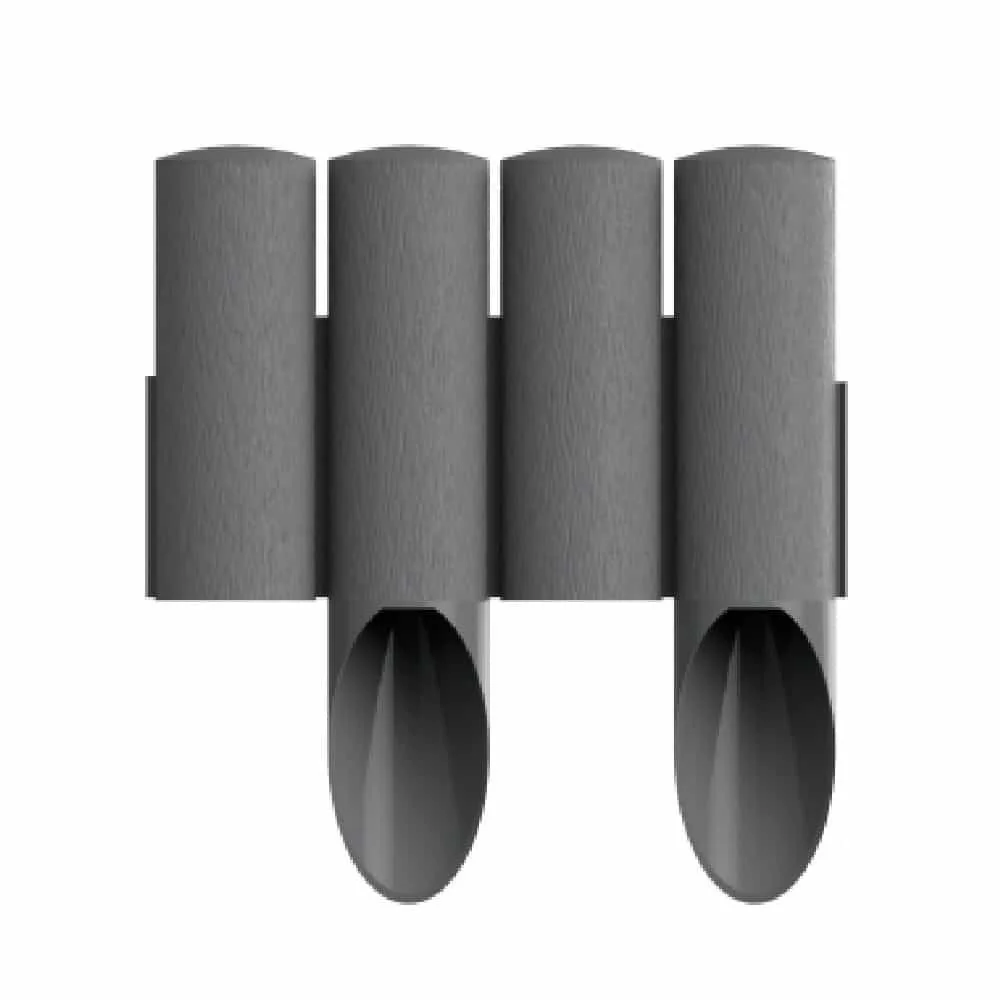 Graphite Gray Garden Edging Palisade - 2.3m Plastic Lawn Border
