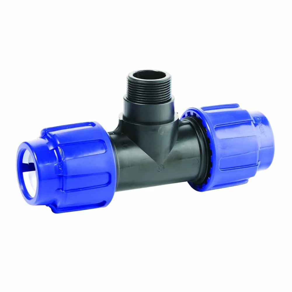 32mm PE Pipe Tee Fitting, Compression Connector, Potable Water Safe