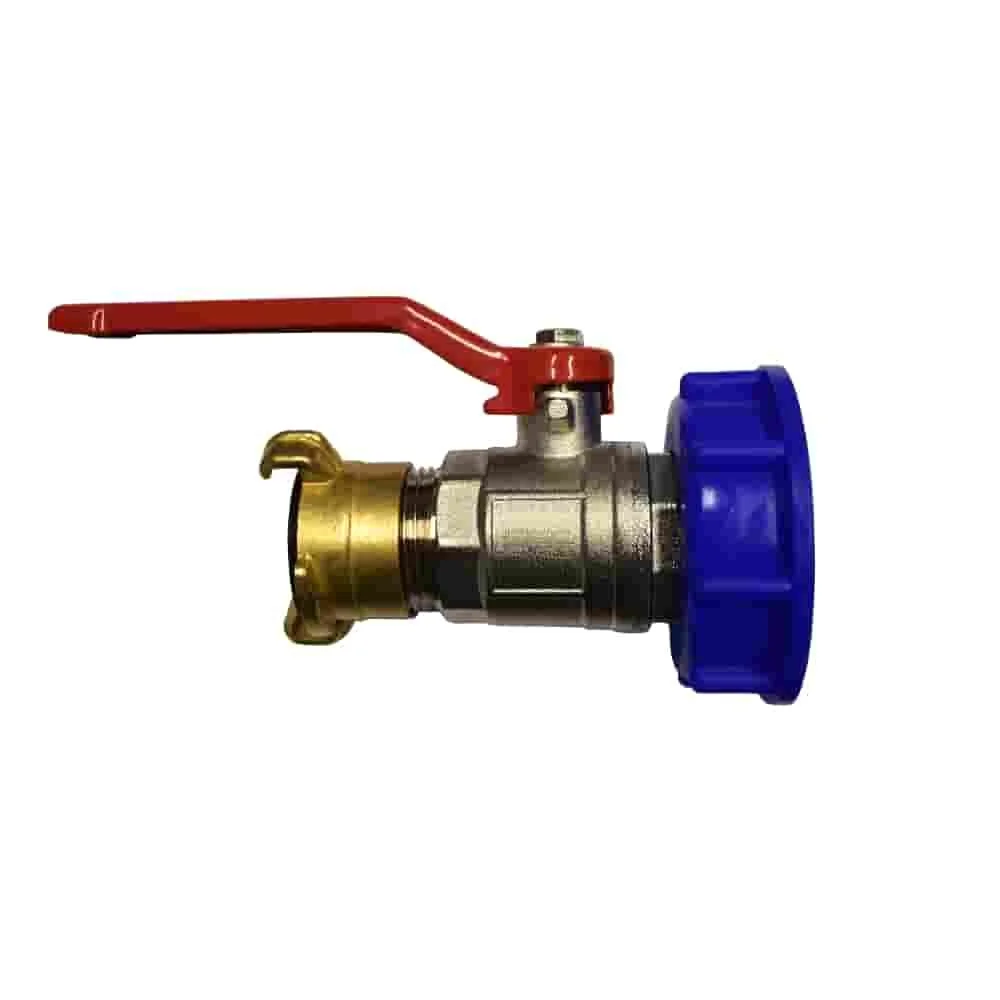 "IBC Tank Adapter S60 with 1" Ball Valve - High Flow Drain image"