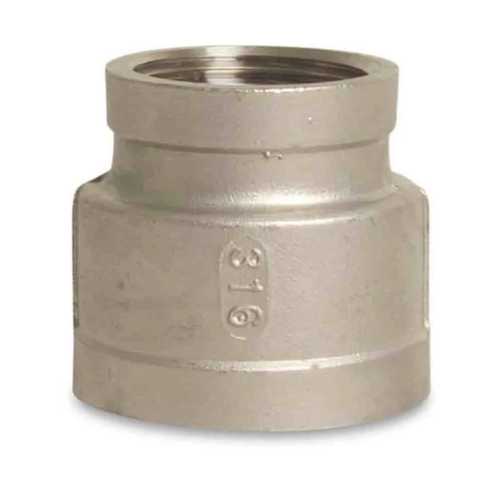 "Stainless Steel Reducing Coupling 3/4 to 1/2 Inch Female Threaded image"