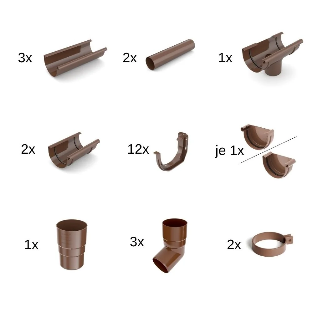 "6m Brown Rain Gutter Kit - Complete System 100 image"