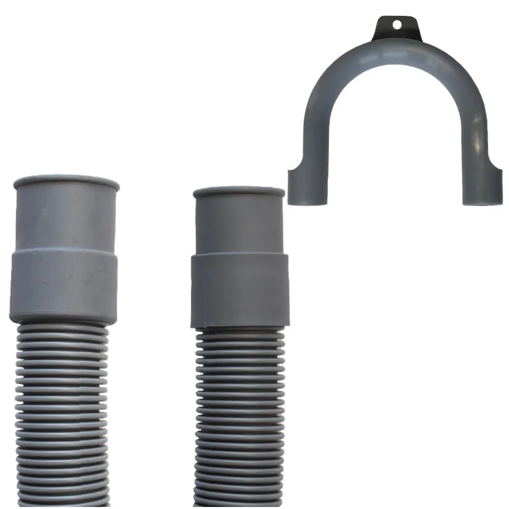 "Appliance Drain Hose, 3/4 Inch, 1 Meter, Gray, with Bracket image"