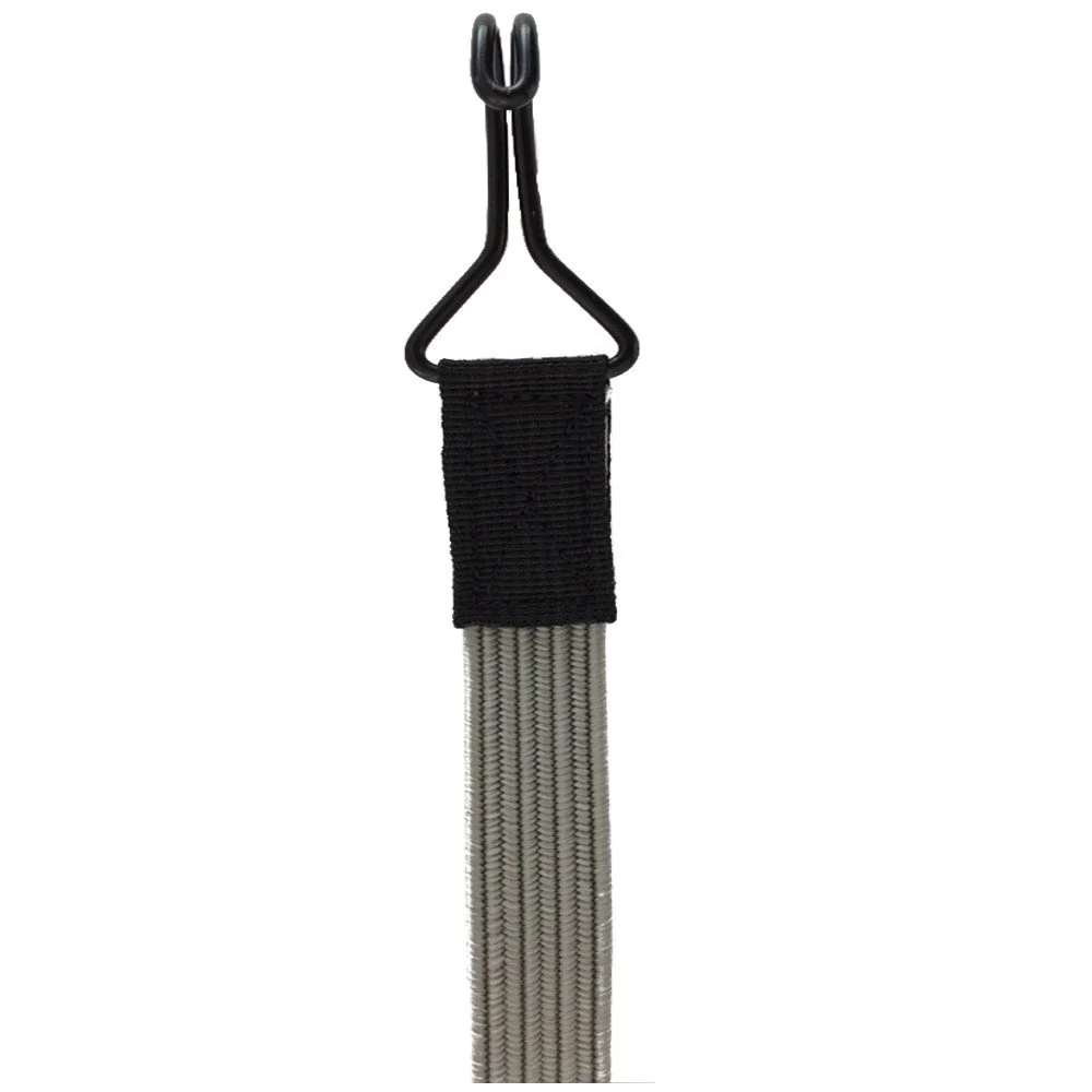 "Flat Bungee Cord with 2 Extra Strong Double Hooks - 100cm Elastic Cargo Strap image"