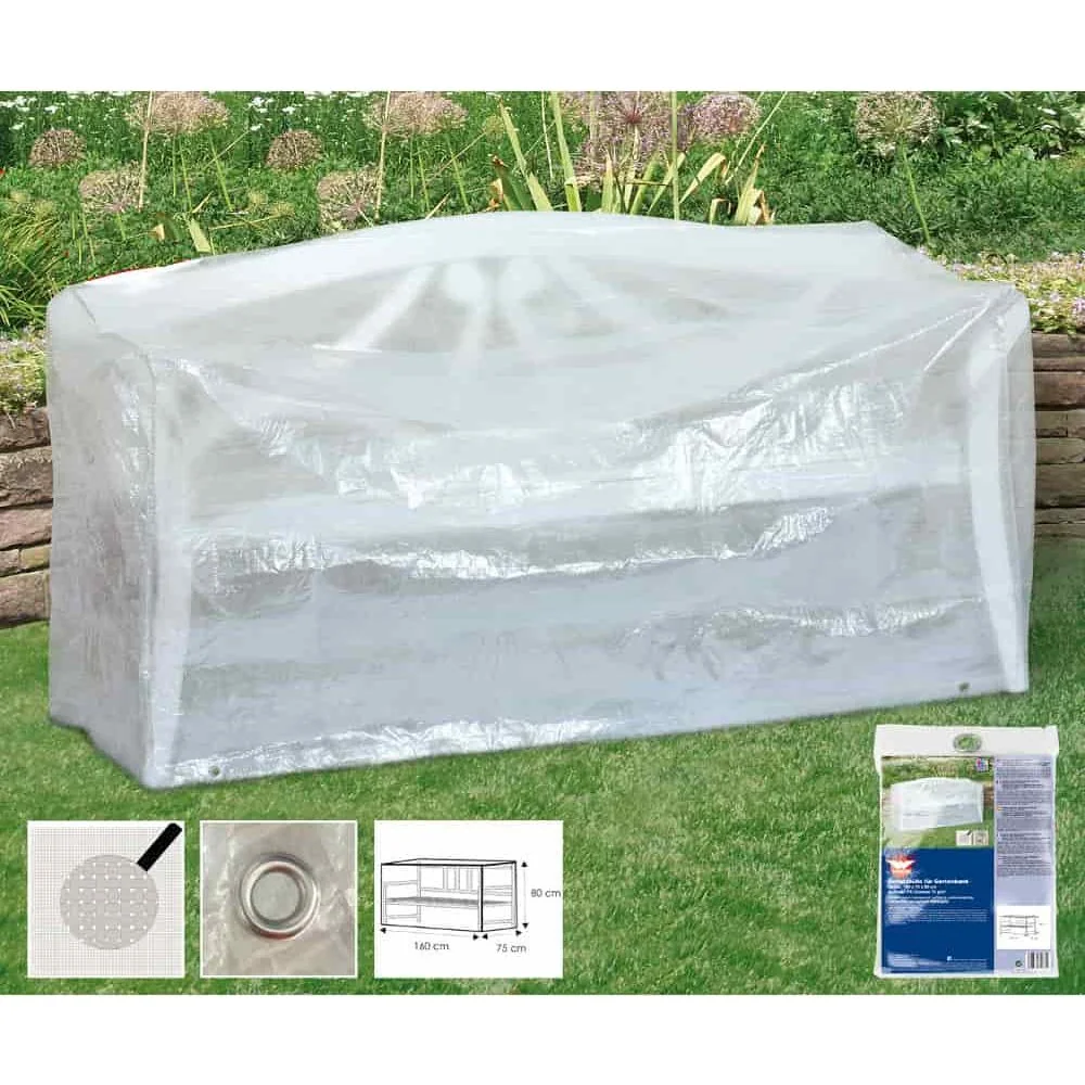 "3 Seater Garden Bench Cover, Clear, 160x80x75cm, Outdoor Furniture Protection image"