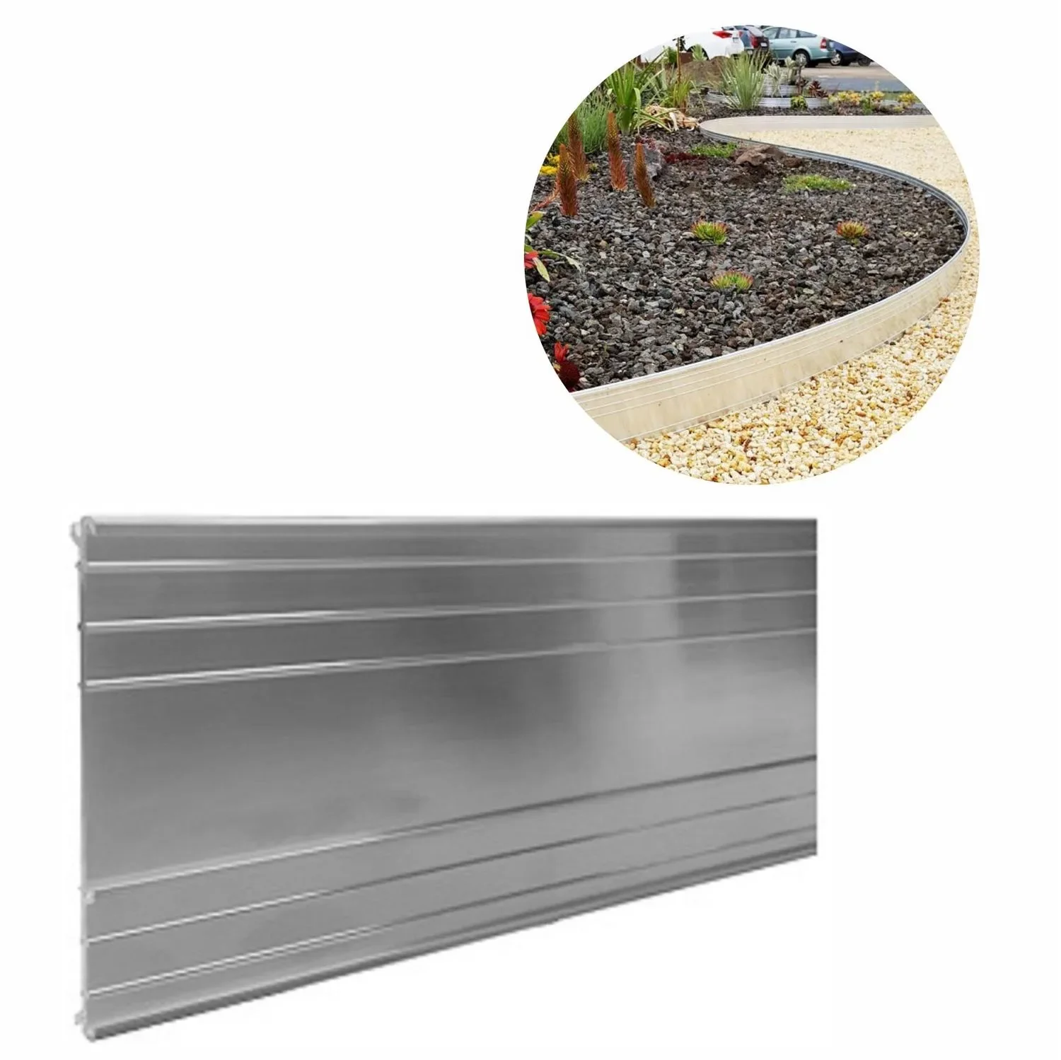 "Ultra Strong Aluminium Lawn Edging 10-14-24 cm, Broad: 14 cm; Crowd: 20; Length GS: 1 m image"