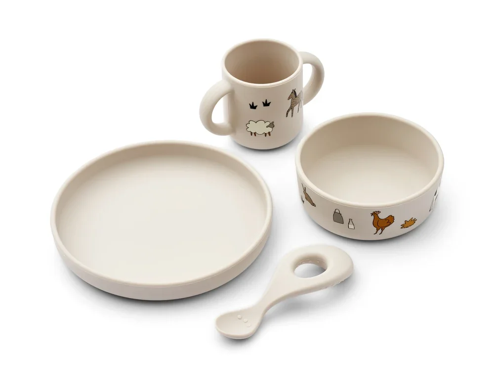 "Liewood Children's Dinnerware Set - Vivi, Silicone, Farm/Sandy image"