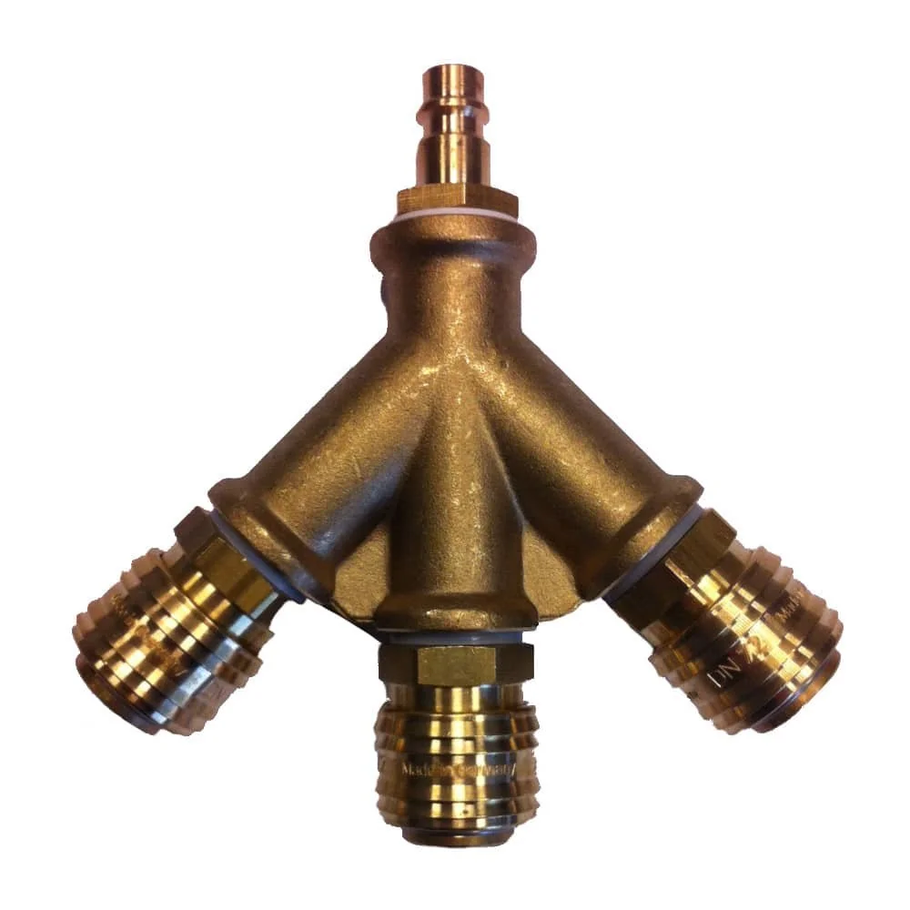 "3-Way Air Compressor Manifold Splitter Kit, Brass with Couplings image"