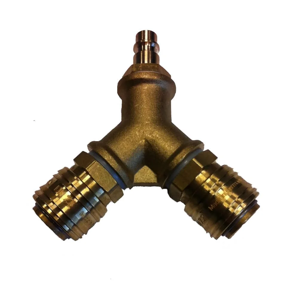 "Air Compressor Manifold, 2-Way Brass Splitter Set, 3/8" Fittings image"