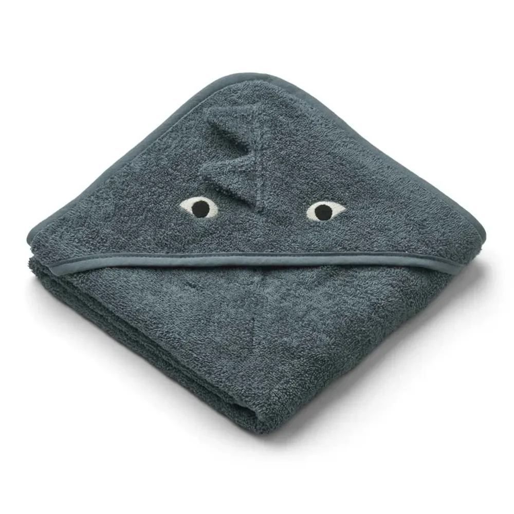 "Liewood "Albert" Baby hooded towel dragon blue image"