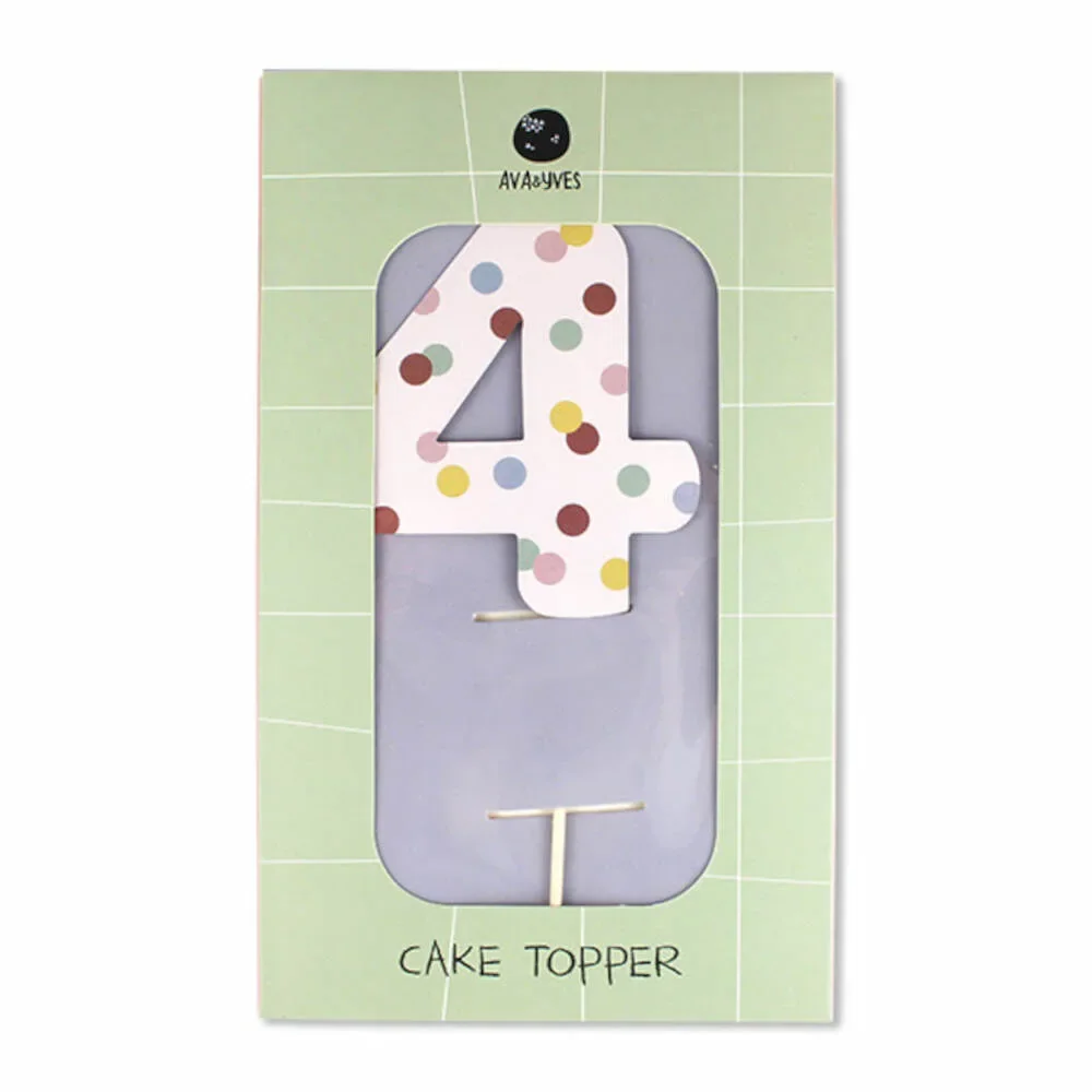 "Ava & Yves Cake Topper Number "4" image"
