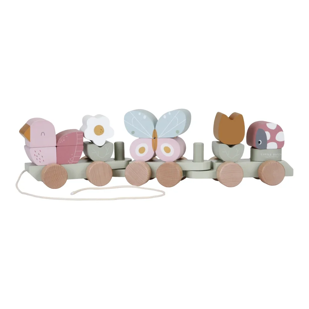 Little Dutch Holzeisenbahn with blocks "Flowers & Butterflies" Rosa