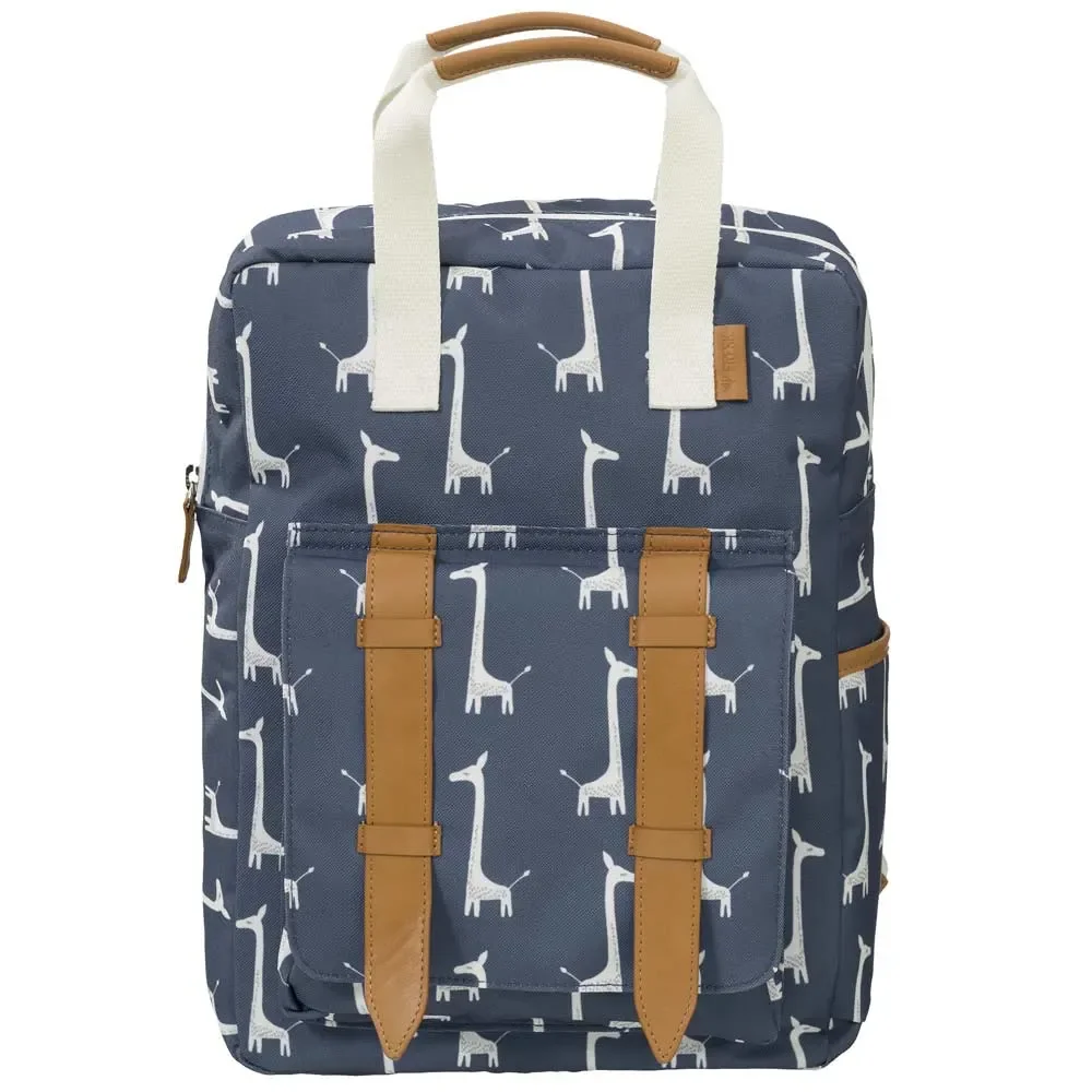 "Fresk children's backpack large giraffe blue image"