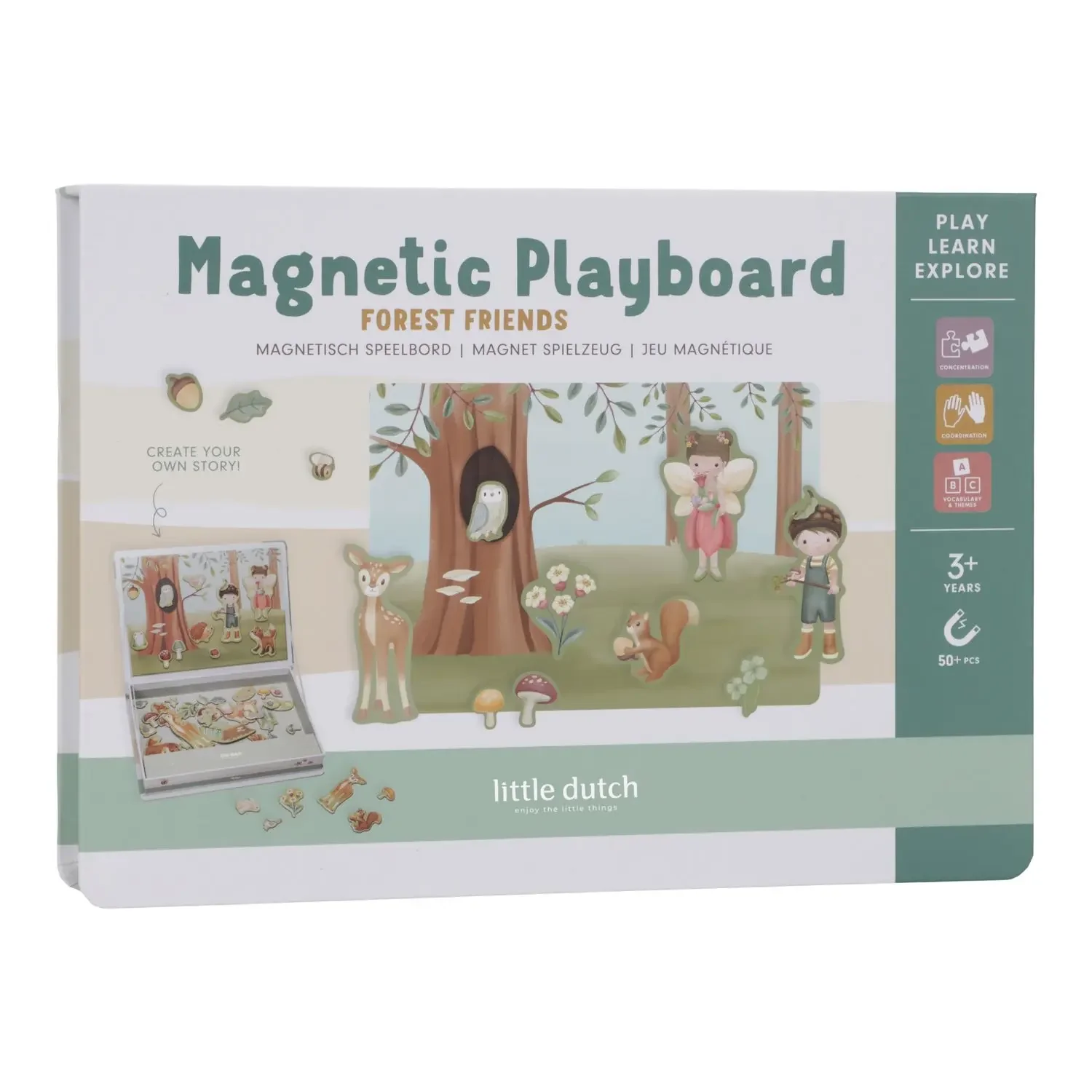 "Little Dutch Peg Puzzle and Magnetic Puzzle - Forest Friends, Multicolor image"