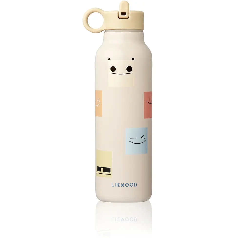 Liewood Falk Water Bottle, Kids Drinking Bottle - Smiley / Sand, 500 ml