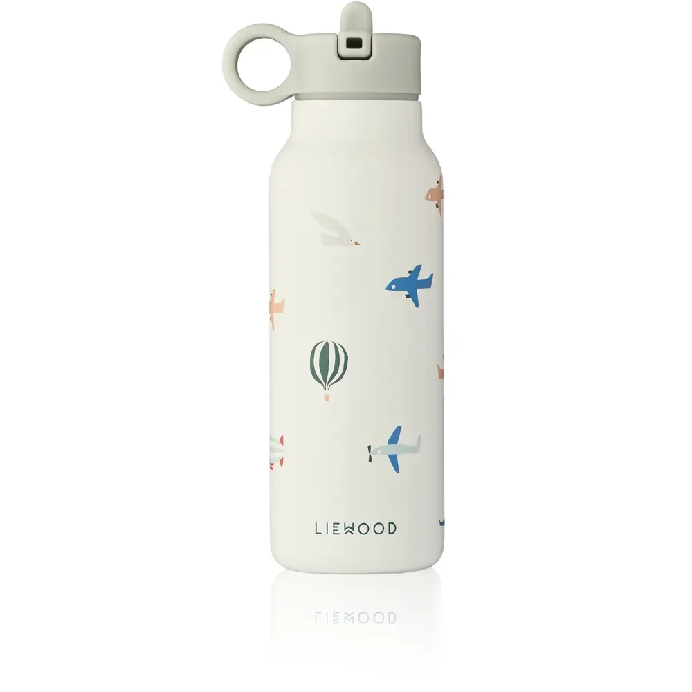 "Liewood Falk Water Bottle, Children's Drinking Bottle - Flieger / Ecru, 350 ml image"