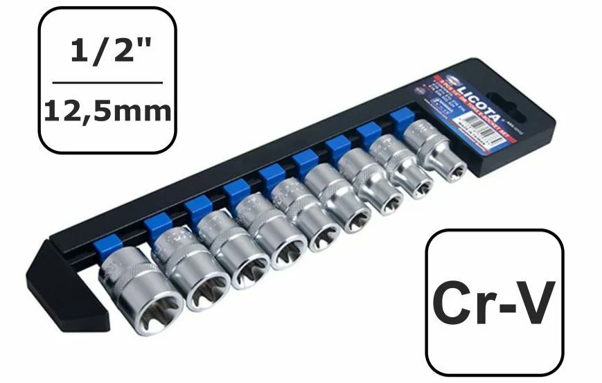 "hex Socket Set, 1/2 inch, E10-E24, Industrial Quality image"