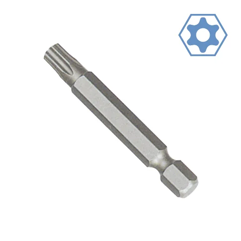 "TT10 hex Bit with Hole, 50mm, S2 Steel, 1/4 Inch image"