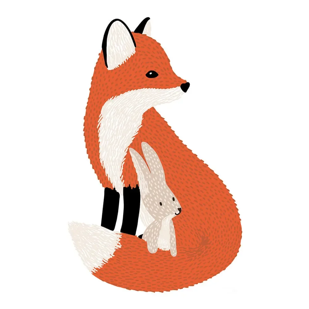 "Lilipinso Wall sticker fox with rabbit image"