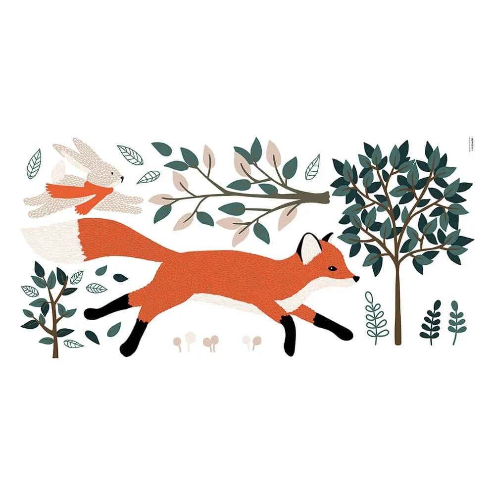 "Lilipinso Wall Sticker XL fox and rabbit in the forest image"
