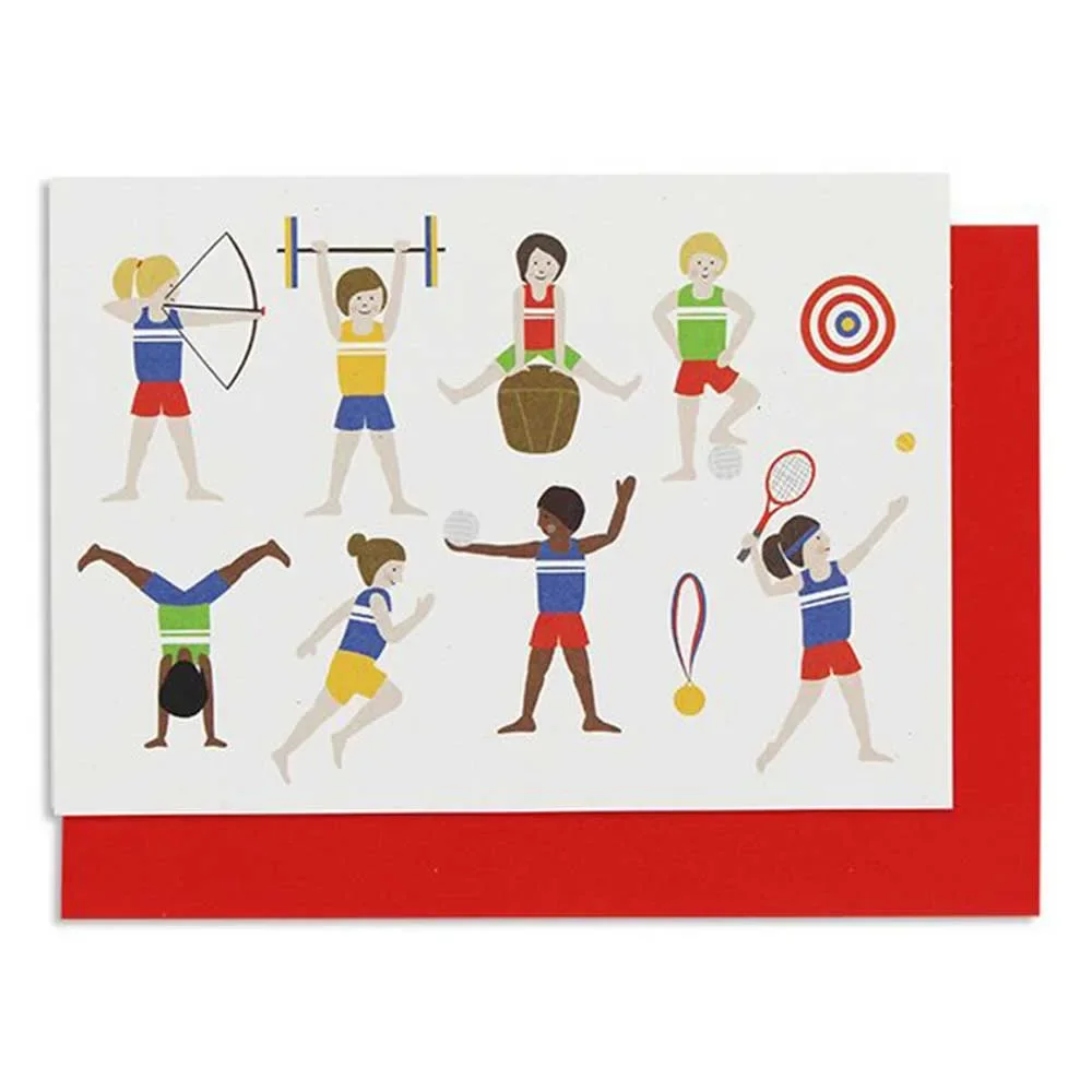 "Ava & yves congratulations folding card athletes image"