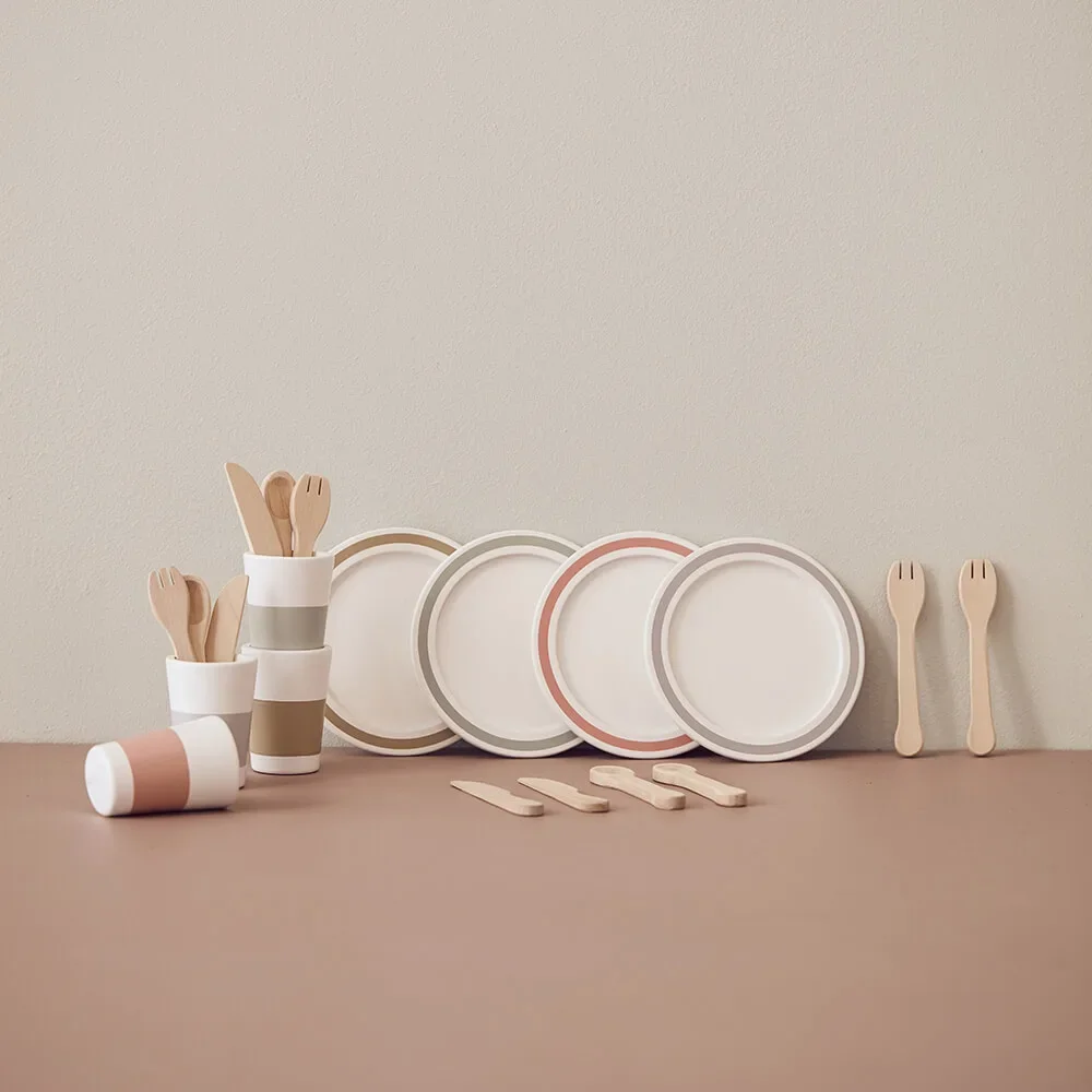 "Kids Concept Toys dishes set bistro wood white pastel image"