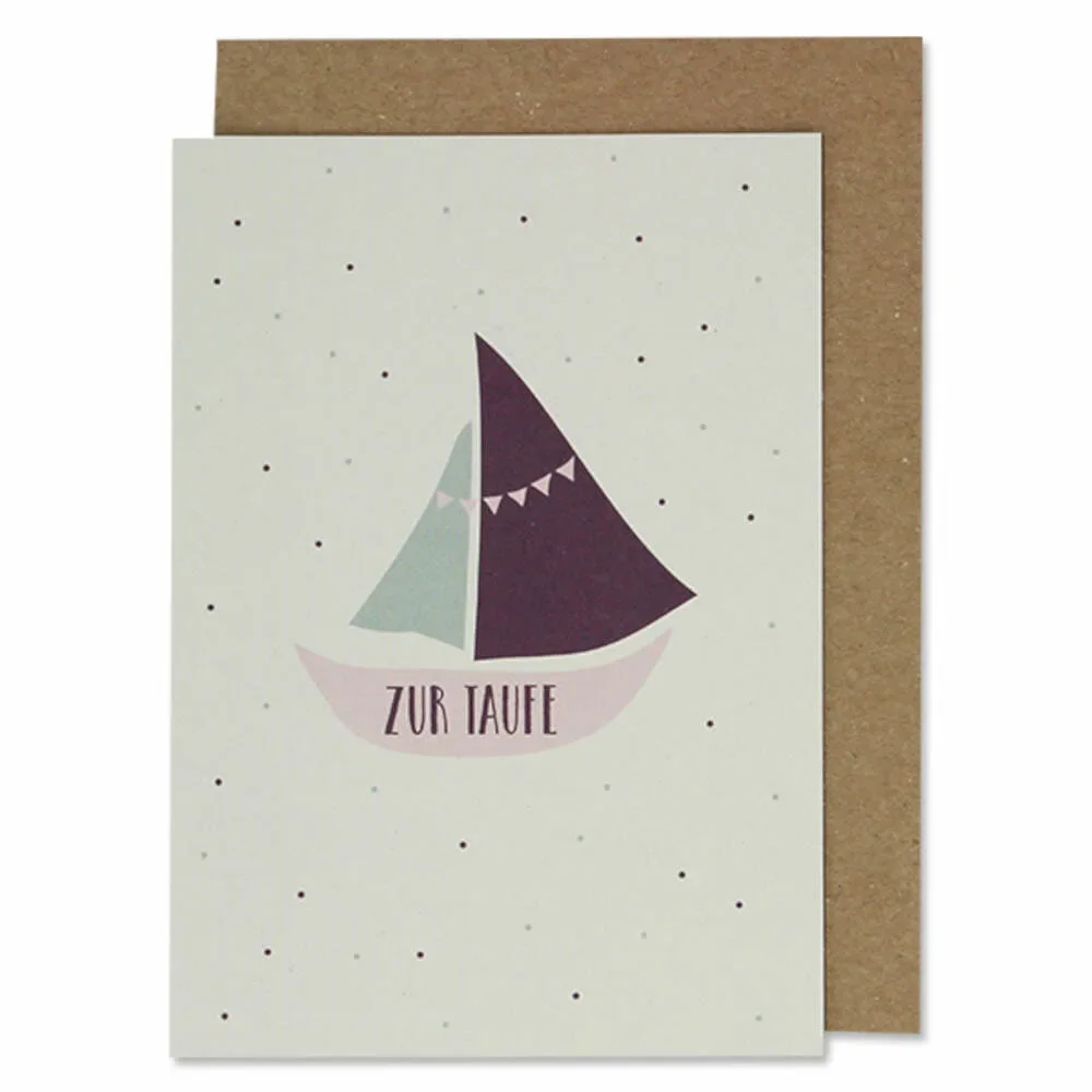 Ava & Yves folding card baptism boat boat aubergine
