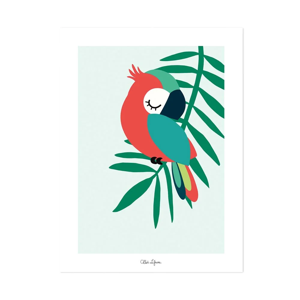 "Lilipinso poster sleeping parrot green red image"