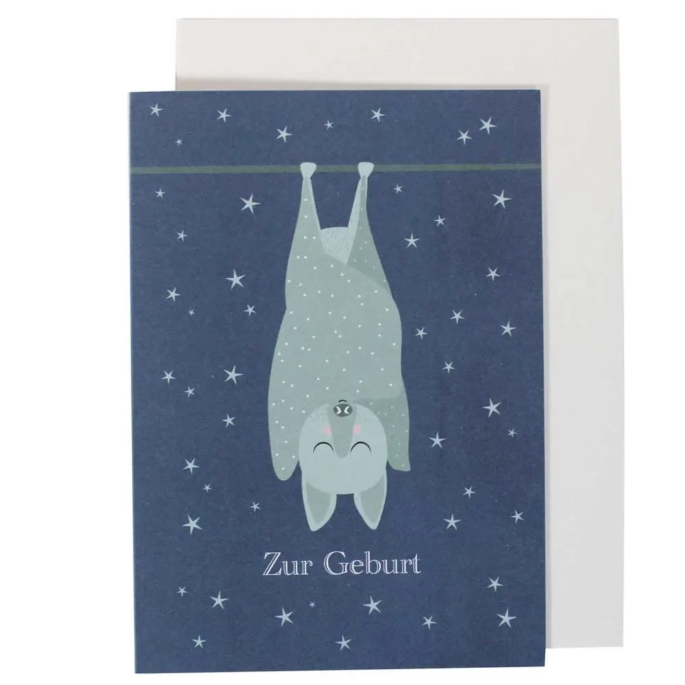"Ava & Yves Congratulations Card for Birth Bat image"