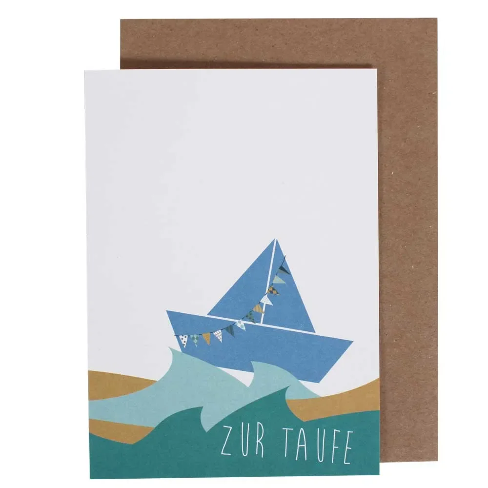 Ava & Yves Congratulations Map to Baptism Schiffchen Blau