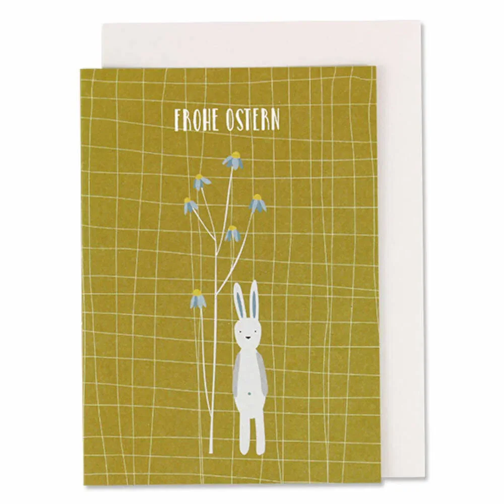 "Ava & Yves folding card Hase "Happy Easter" mustard image"
