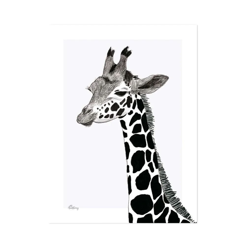 "Lilipinso poster giraffe black white image"