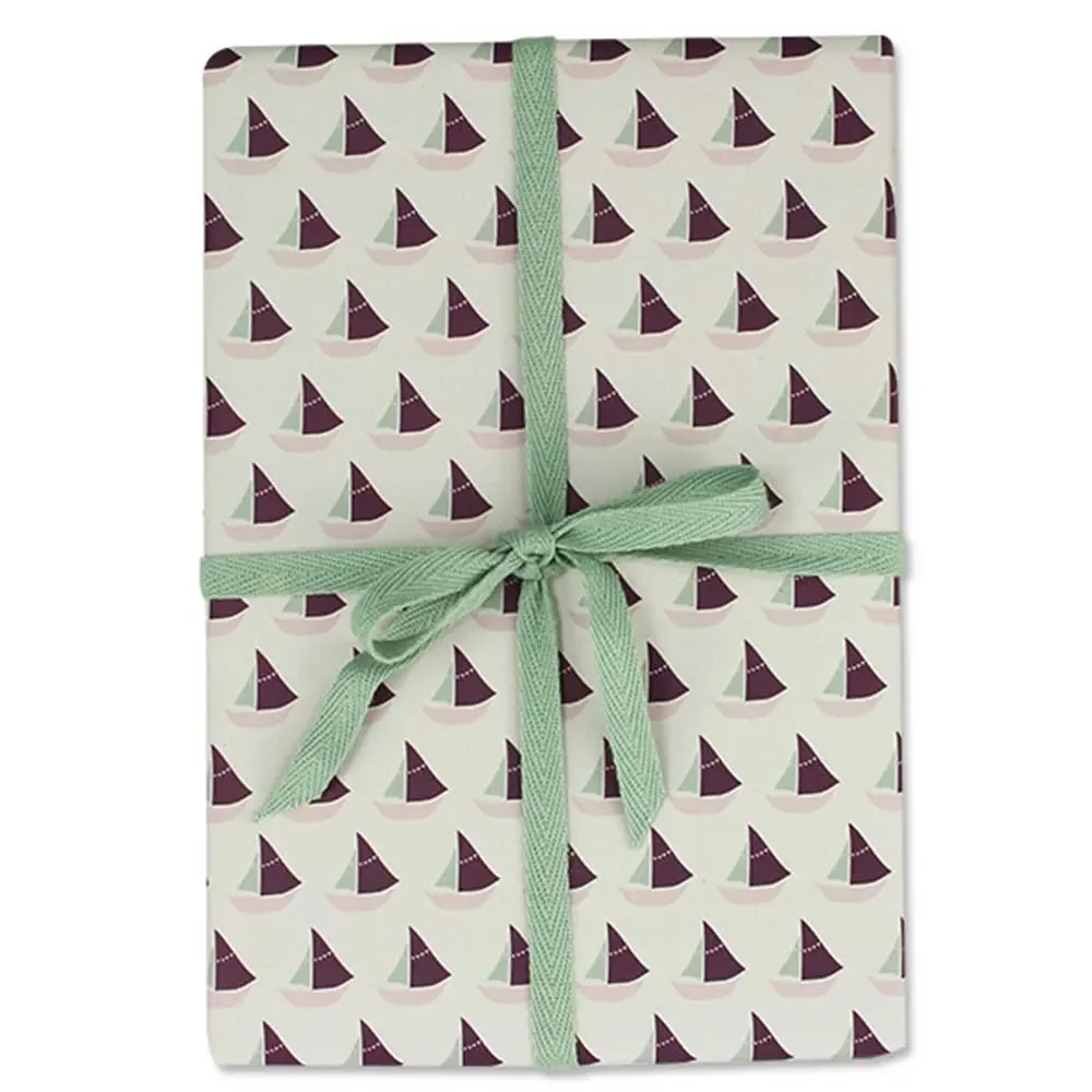 "Ava & Yves wrapping paper boat aubergine pink image"