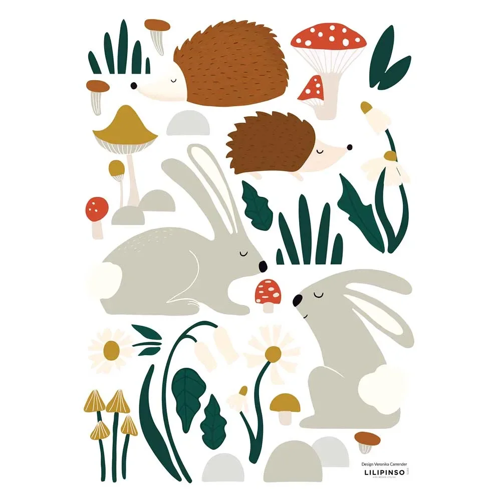 Lilipinso wall sticker a3 forest animals gray brown