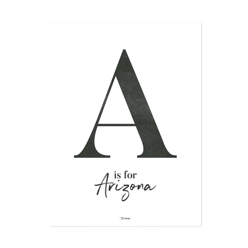 "Lilipinso poster a is for arizona black on white image"