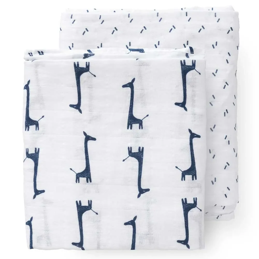 "Fresk Mulltuch swaddle giraffe blue image"