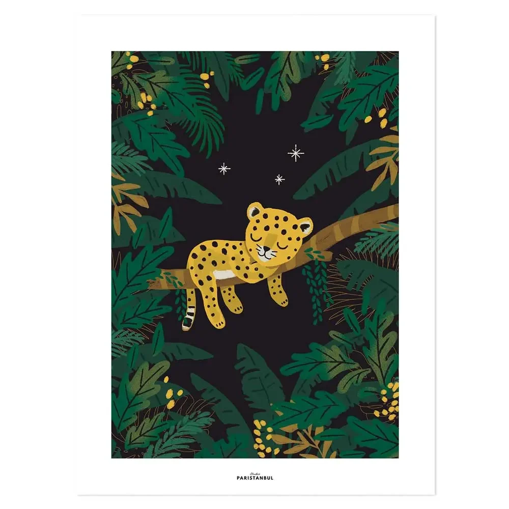 "Lilipinso Poster Müder Pard on branch dark image"