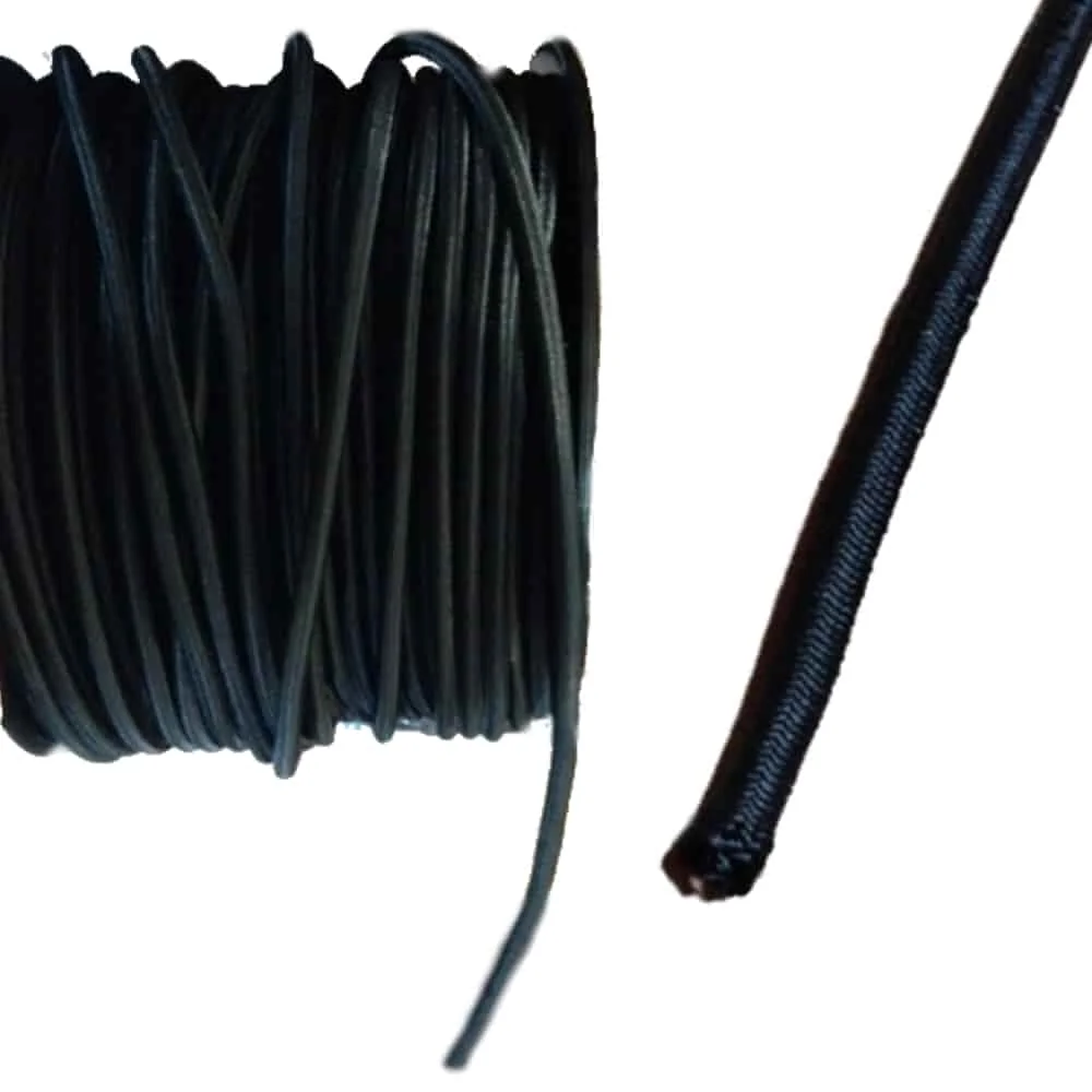 "8 mm Black Bungee Cord - 1m Elastic Tie Down Rope image"