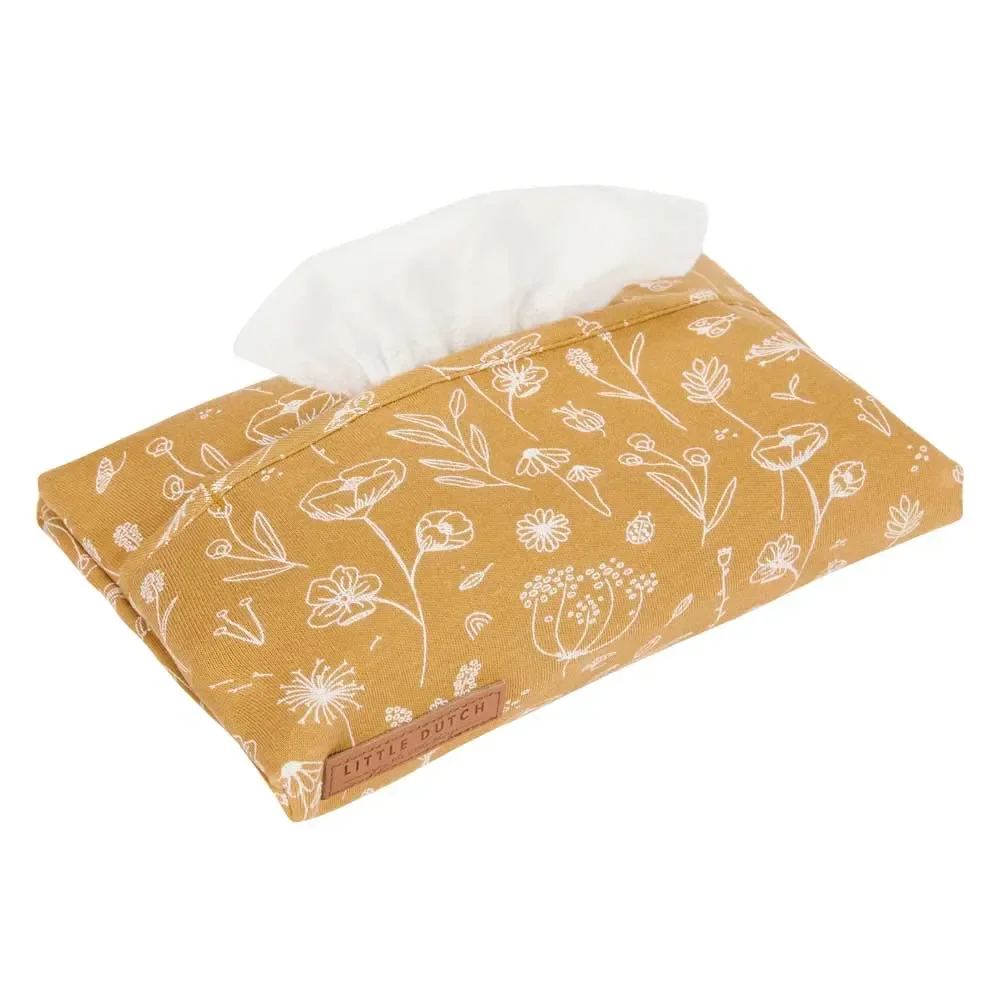 "Little dutch wet cloth box cover "wild flowers" ocher image"