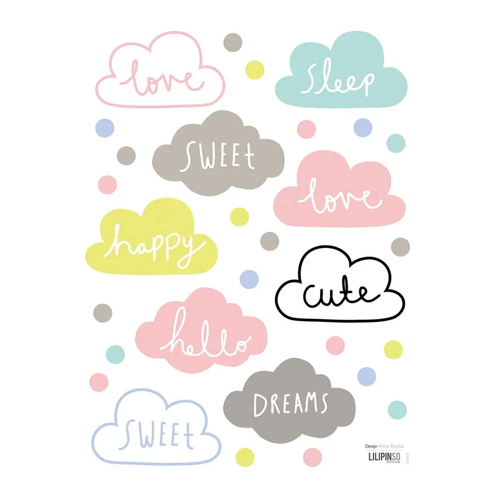 "Lilipinso Wall sticker clouds with writing image"