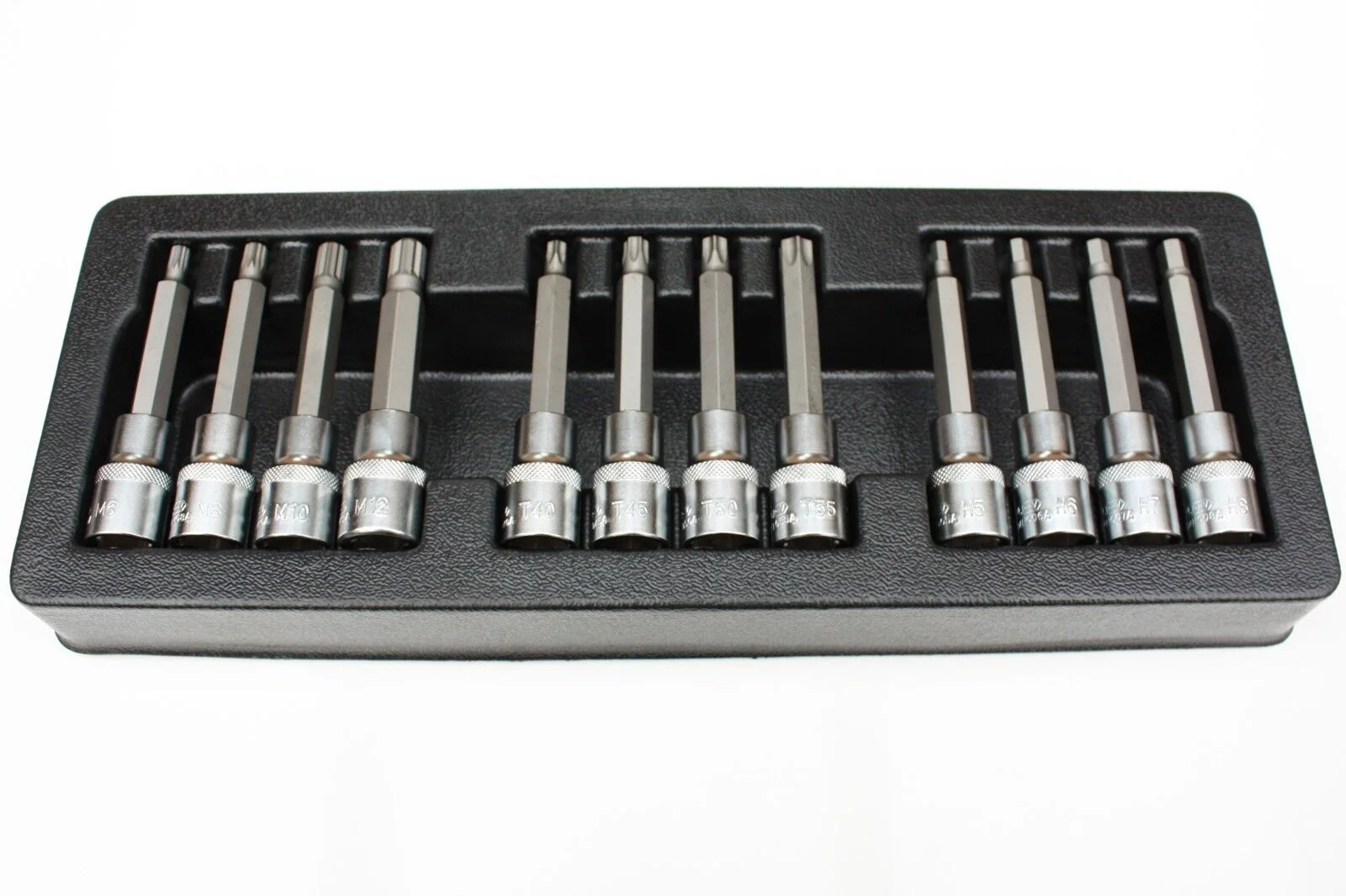 "12-Piece Bit Socket Set, H5-H8, T40-T55, M6-M12, S2 Steel image"