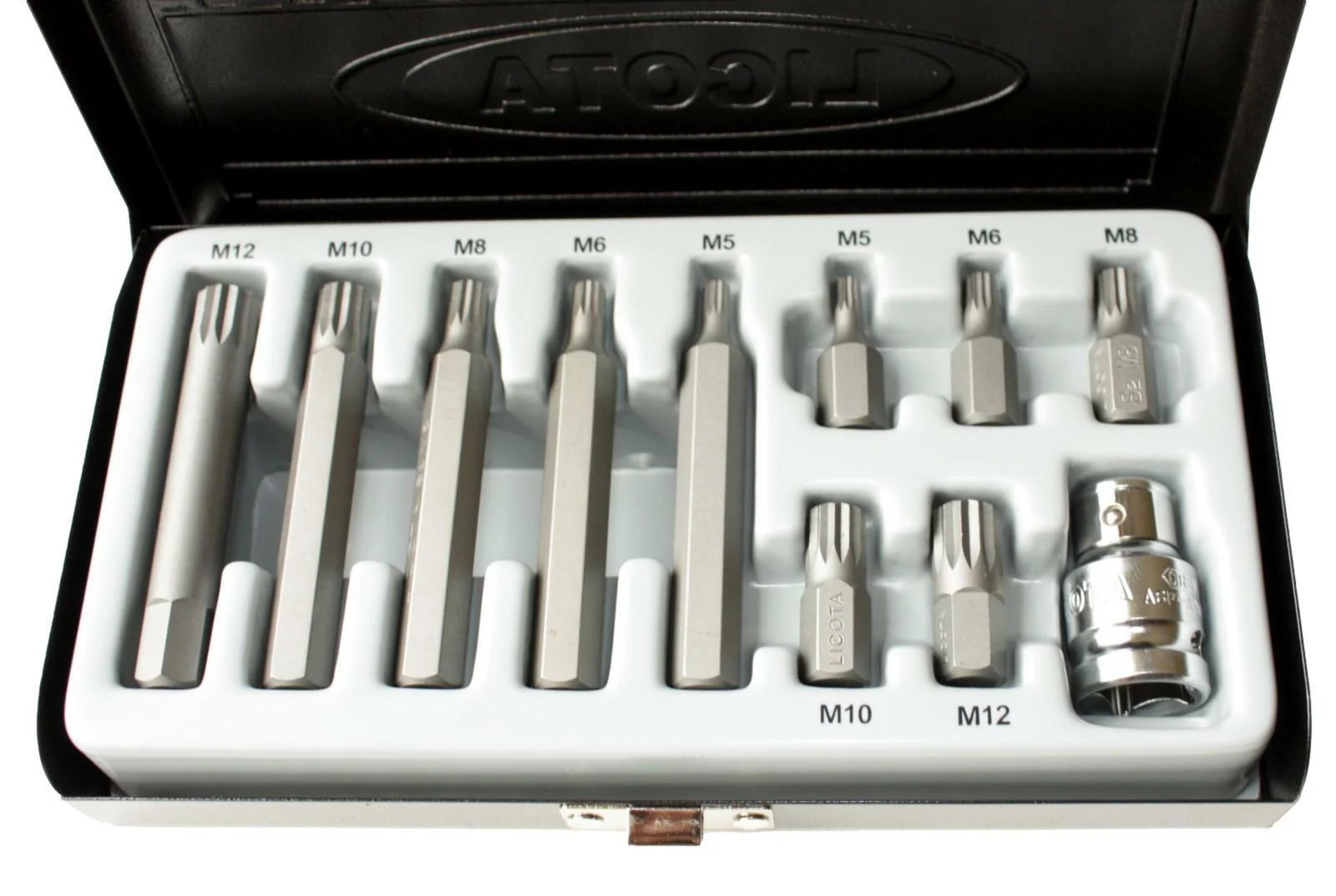"Spline Bit Set, S2 Steel, M5-M12, 3/8 inch Drive, with Holder image"