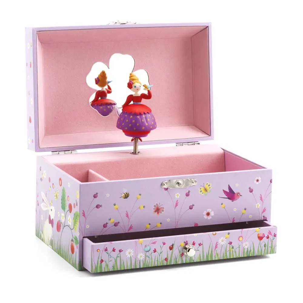 "Djeco jewelry box with music box princess and birds image"