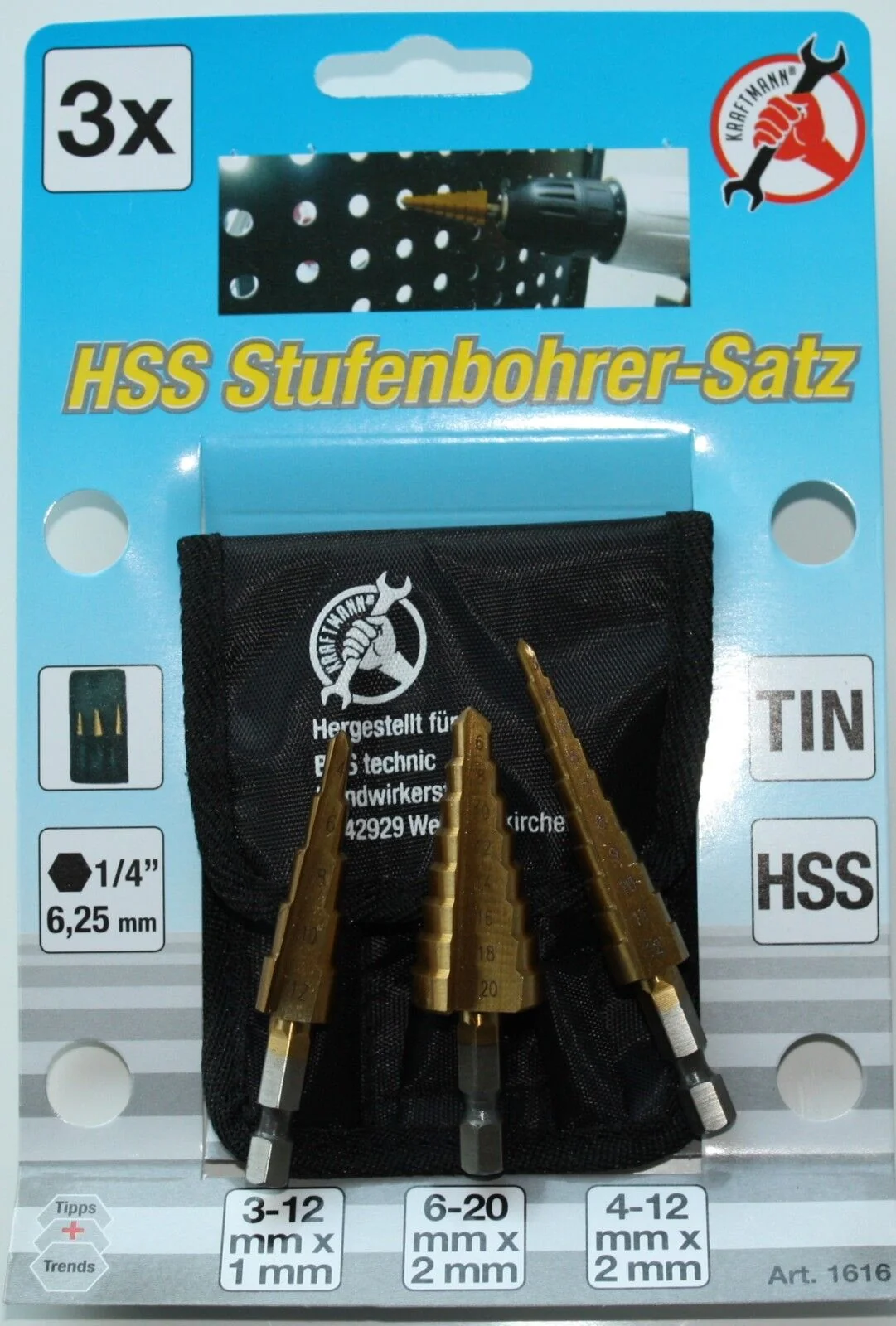 HSS Step Drill Bit Set for Metal, Hole Drilling