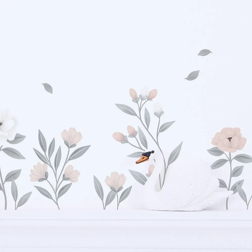 "Lilipinso Wall Sticker A3 delicate flowers pink white image"