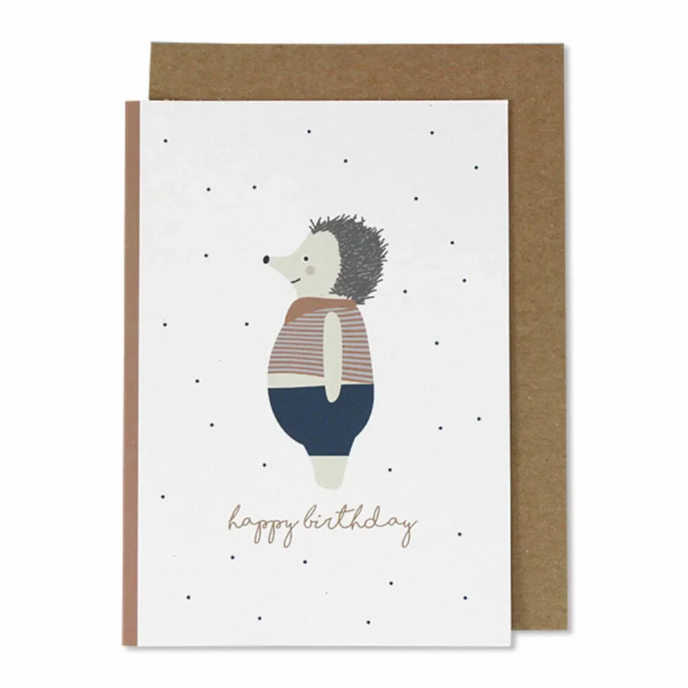 "Ava & Yves folding card birthday hedgehog image"