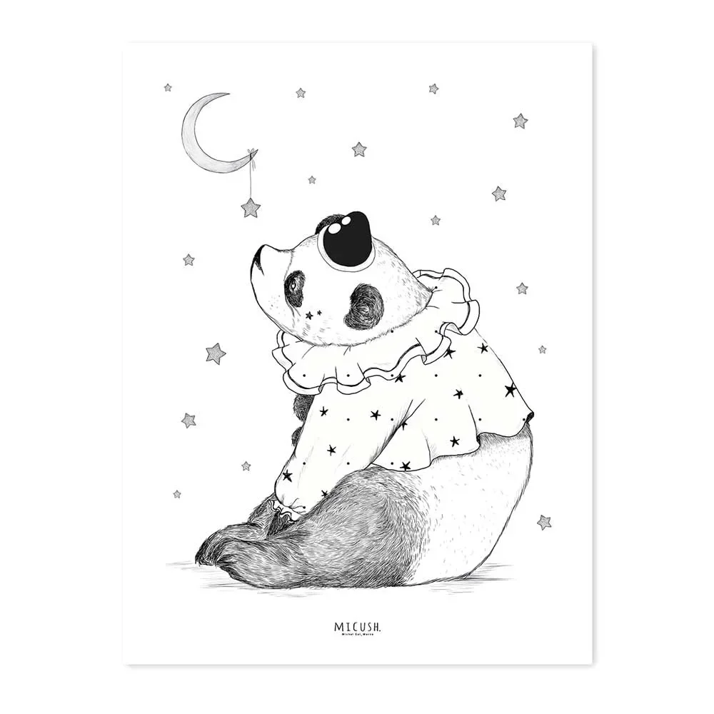 "Lilipinso poster panda with moon black pink image"