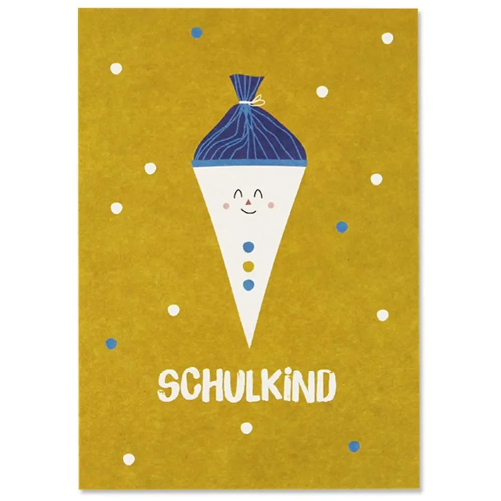 "Ava & Yves Post card school bag yellow image"