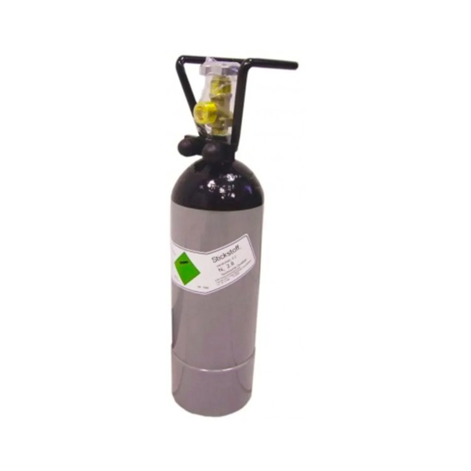 Nitrogen bottle, nitrogen gas cylinder (N2), 2 L, with bottle cage