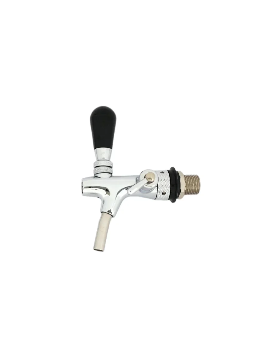 "Beer tap, self closing beer faucet - with compensator, chrome, thread length: 35 mm image"