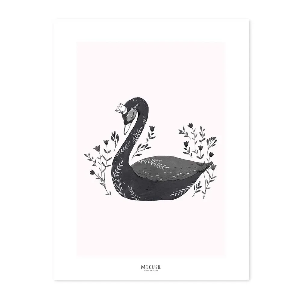 "Lilipinso poster black swan with crown pink black image"